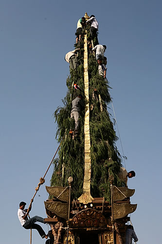 La torre coberta amb brancatge verd