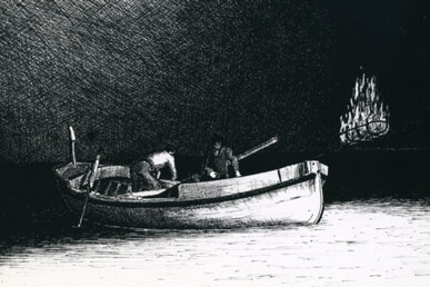 Dibuix del fogater amb el foc encès